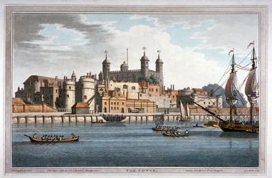 Südansicht des Tower of London mit Booten auf der Themse, 1795