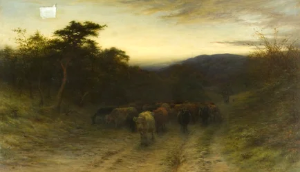 Zwischen der Dämmerung und der Dunkelheit, wenn die Kühe nach Hause kommen