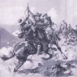 Die Gefangennahme von Feldkornett Swanepool, Illustration aus After Pretoria: The Guerilla War, 1902