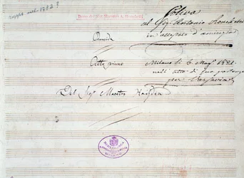 Erste Seite der Partitur des Menuetts in Armida von J. Haydn (1821)