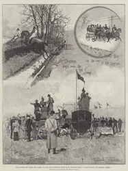 Der Prinz von Wales und seine Gesellschaft beim West Norfolk Hunt Club Steeplechase, in East Winch, am Montag, den 9. April