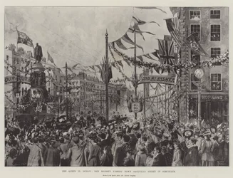 Die Königin in Dublin, Ihre Majestät fährt in Halb-Staat durch die Sackville Street