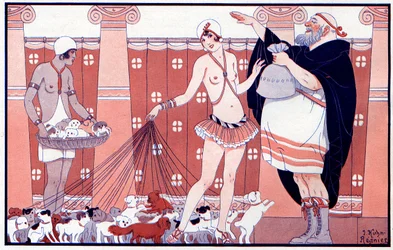 Drei weibliche Preise - Preis der kleinen alten Oma aus einer großen Familie - Illustration aus la Vie Parisienne, 1919