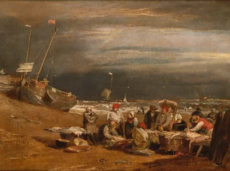 Ein Fischmarkt am Strand, ca. 1802-04