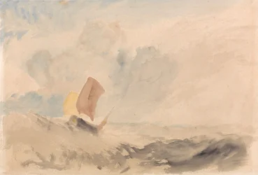 Seestück - Raue See mit einem Fischerboot