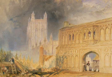 Malvern Abbey und Tor, Worcestershire, ca. 1830