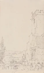 Südportal und Turm einer unbekannten Kirche, ca. 1790-95