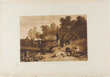 Der Bauernhof mit dem Hahn, Tafel 17 aus Liber Studiorum