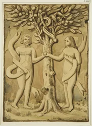 Adam und Eva Schnitzerei in Holz
