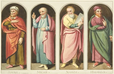 Vier kleine Propheten auf der Westseite des Bildschirms, der das Kirchenschiff vom Chor der Kathedrale von Bristol trennt