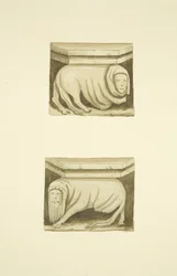 Vier Träger in der Nordvorhalle (ursprünglich Statuen tragend) von St. Mary Redcliffe