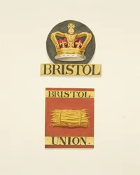 Hausabzeichen oder Feuermarken der Bristol Crown und Bristol Union Fire Offices