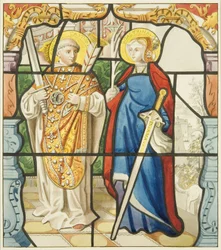 Buntglas im Sakristeifenster von St. Mark