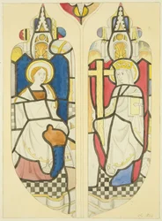Zwei Figuren im Ostfenster des Nordquerhauses der St. Mary Redcliffe