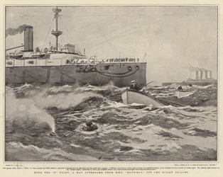 Mit der X-Flotte, ein Mann über Bord von der HMS Hannibal vor den Scilly-Inseln