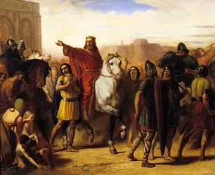 Triumphaler Einzug des Königs der Franken Chlodwig I. (466-511) in Tours im Jahr 508