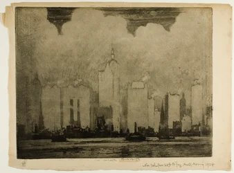 N.Y. von der 23. St. Fähre—Im Morgennebel