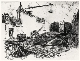 Die Mauern von Pedron Miguel, Platte XX aus Der Panamakanal von Joseph Pennell, 1912