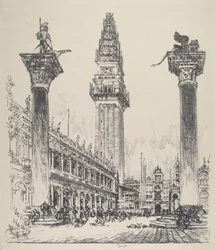 Venedig, Wiederaufbau des Campanile, 1911