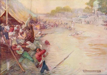 Die Boote steckten im Schlamm fest und waren ein leichtes Ziel