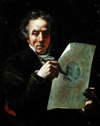 Selbstporträt mit einer Zeichnung von Louis XVIII (1755-1824)