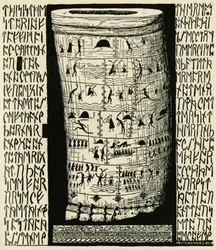 Zeichnung von Kipling, die Taffimai Metallumai in Rudyard Kiplings „Histoires comme ca“ (1856 - 1936), Librairie Delagrave darstellt