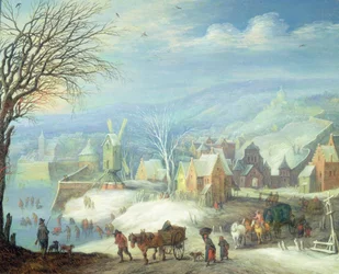 Winterlandschaft mit zahlreichen Figuren