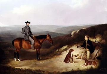 John Kerr Watson auf einem Schusspferd mit seinem Wächter auf den Yorkshire Moors