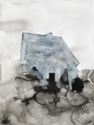 Einsames graues Haus