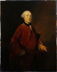 Porträt von George Ashby, stehend, dreiviertel Länge, mit Jacke und Weste