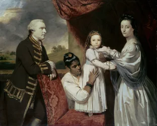 Tysoe Saul Hancock, seine Ehefrau Philadelphia, ihre Tochter Elizabeth und ihr indianisches Dienstmädchen Clarinda, ca. 1763-5