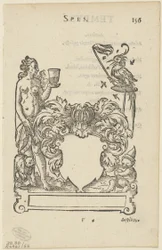 Emblem mit leerem heraldischem Schild, Folio 156 aus der Anthologia Gnomonica
