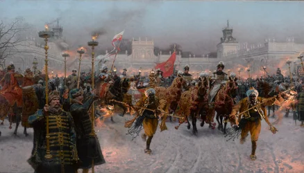 Abreise von Wilanów von John III Sobieski und Marysienka, 1897