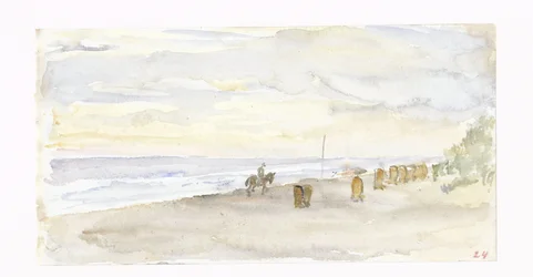Strandansicht mit Reiter und Badekarren