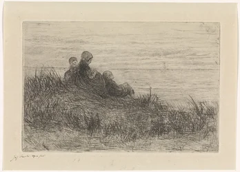 Dünenlandschaft mit Mutter und Kindern
