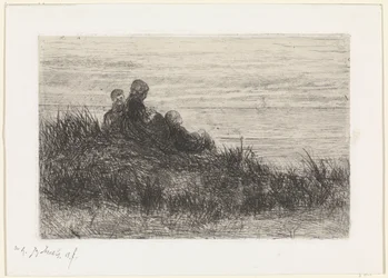 Dünenlandschaft mit Mutter und Kindern