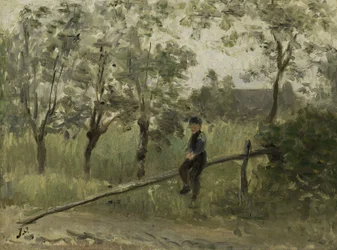 Landjunge auf einer Schranke