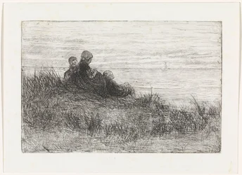Dünenlandschaft mit Mutter und Kindern