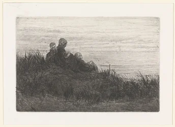 Dünenlandschaft mit Mutter und Kindern