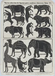 Blatt 10 mit Figuren für chinesische Schattenspiele, 1859.