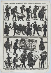 Blatt 1 mit Figuren für chinesische Schattenspiele, 1859
