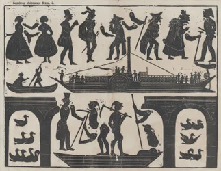 Blatt 4 mit Figuren für chinesische Schattenspiele, ca. 1850-70