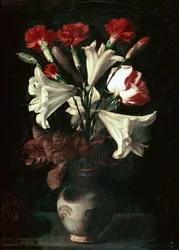 Florero (Gigli und Garofani in einer Vase)