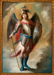 Der Erzengel Michael - Gemälde von Juan de Espinal (1714-1783), Öl auf Leinwand, ca. 1780 - Museum der Schönen Künste von Sevilla, Spanien