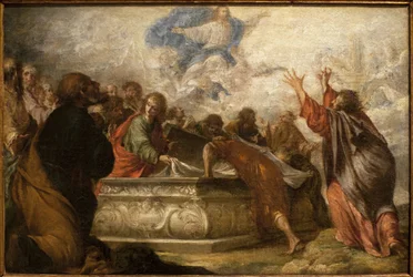 Mariä Himmelfahrt. Gemälde von Juan de Valdés Leal (1622-1690), um 1680. Museum der Schönen Künste in Sevilla, Spanien.