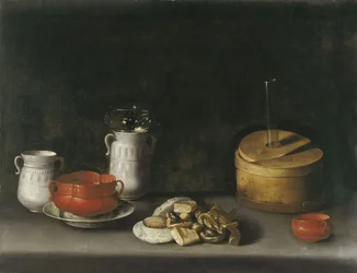 Stillleben mit Porzellan und Süßigkeiten