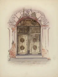 Türöffnung und Wandmalerei, um 1941