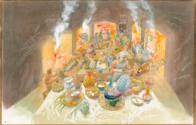 Eine frühmittelalterliche Küchenszene