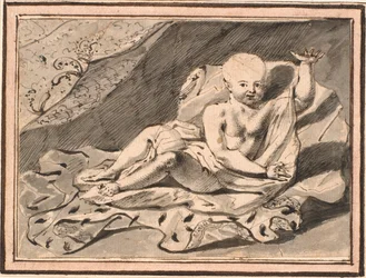Putti, liegend auf Hermelinmantel