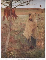 Frankreich; klein; Mädchen; Fauvette; Kuh; ländlich; arm; Kleidung